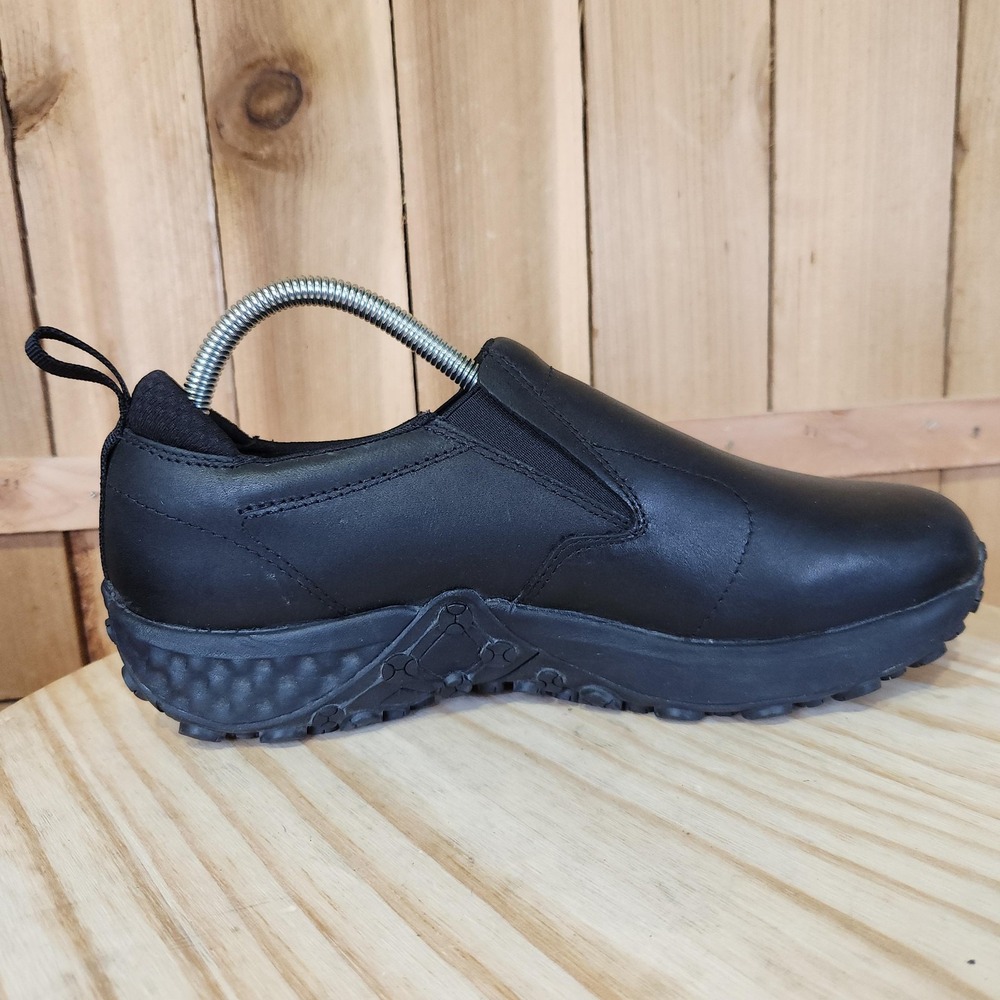 Merrell Jungle Moc Shoes Mens 7.5 Black Leather Slip On Work Comfort Walking - Picture 5 of 10